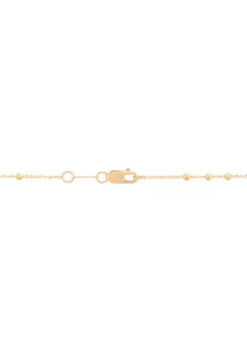 Round and Beaded Tube On Saturn Chain Necklace in 10K Yellow Gold