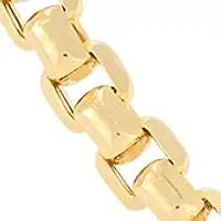 Hollow Paperclip Station on Box Chain in 10K Yellow Gold