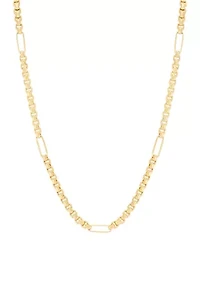 Hollow Paperclip Station on Box Chain in 10K Yellow Gold