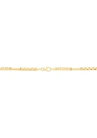 Hollow Paperclip Station on Box Chain in 10K Yellow Gold