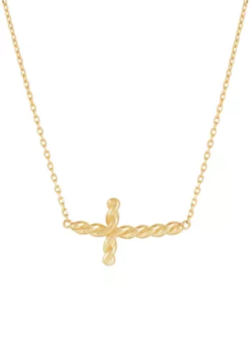 Twist Cross Necklace in 10K Yellow Gold