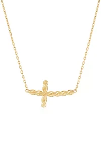 Twist Cross Necklace in 10K Yellow Gold