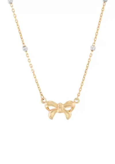 Bow Necklace in 10K Yellow and White Gold