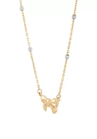 Bow Necklace in 10K Yellow and White Gold