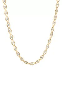 Bead Diamond Shape Necklace in 10K Yellow and White Gold