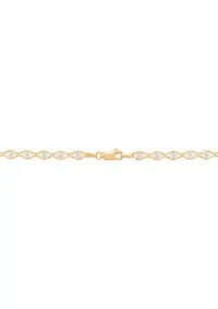 Bead Diamond Shape Necklace in 10K Yellow and White Gold