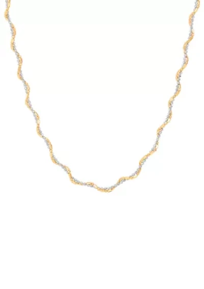 Double Row Bead Necklace in 10K Yellow and White Gold