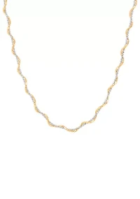 Double Row Bead Necklace in 10K Yellow and White Gold