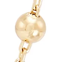 Bead and Cross Station Necklace in 10K Yellow Gold