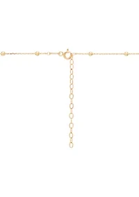 Bead and Cross Station Necklace in 10K Yellow Gold
