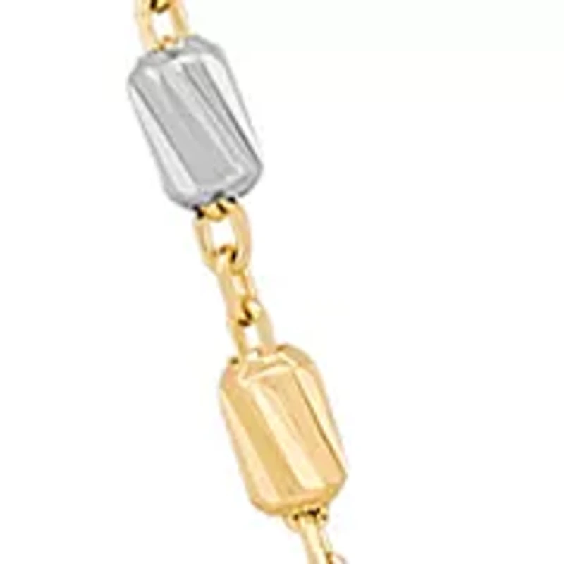 Mary Virgin Lariat with Cross Drop Necklace in 10K Yellow and White and Rose Gold