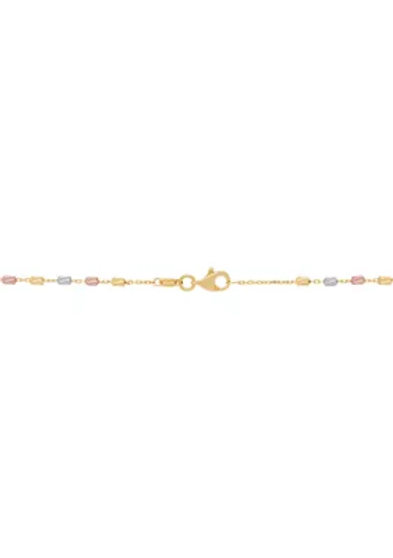 Mary Virgin Lariat with Cross Drop Necklace in 10K Yellow and White and Rose Gold