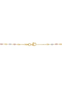 Mary Virgin Lariat with Cross Drop Necklace in 10K Yellow and White and Rose Gold
