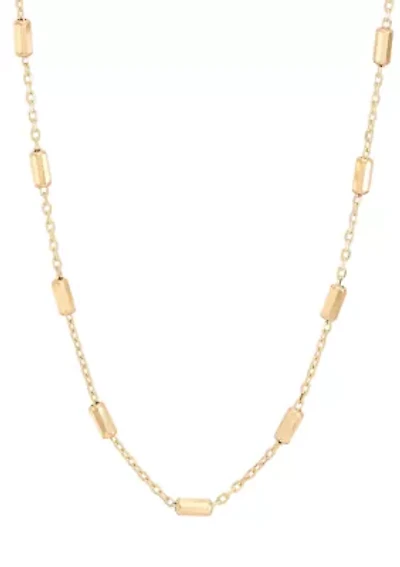 Cube Bar Station Chain Necklace in 10K Yellow Gold