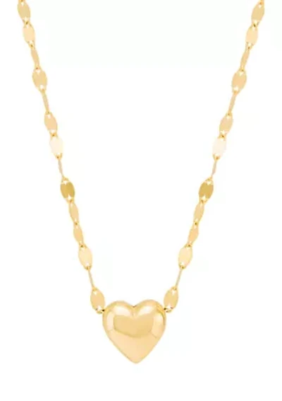 Puff Heart Necklace in 10K Yellow Gold