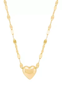 Puff Heart Necklace in 10K Yellow Gold