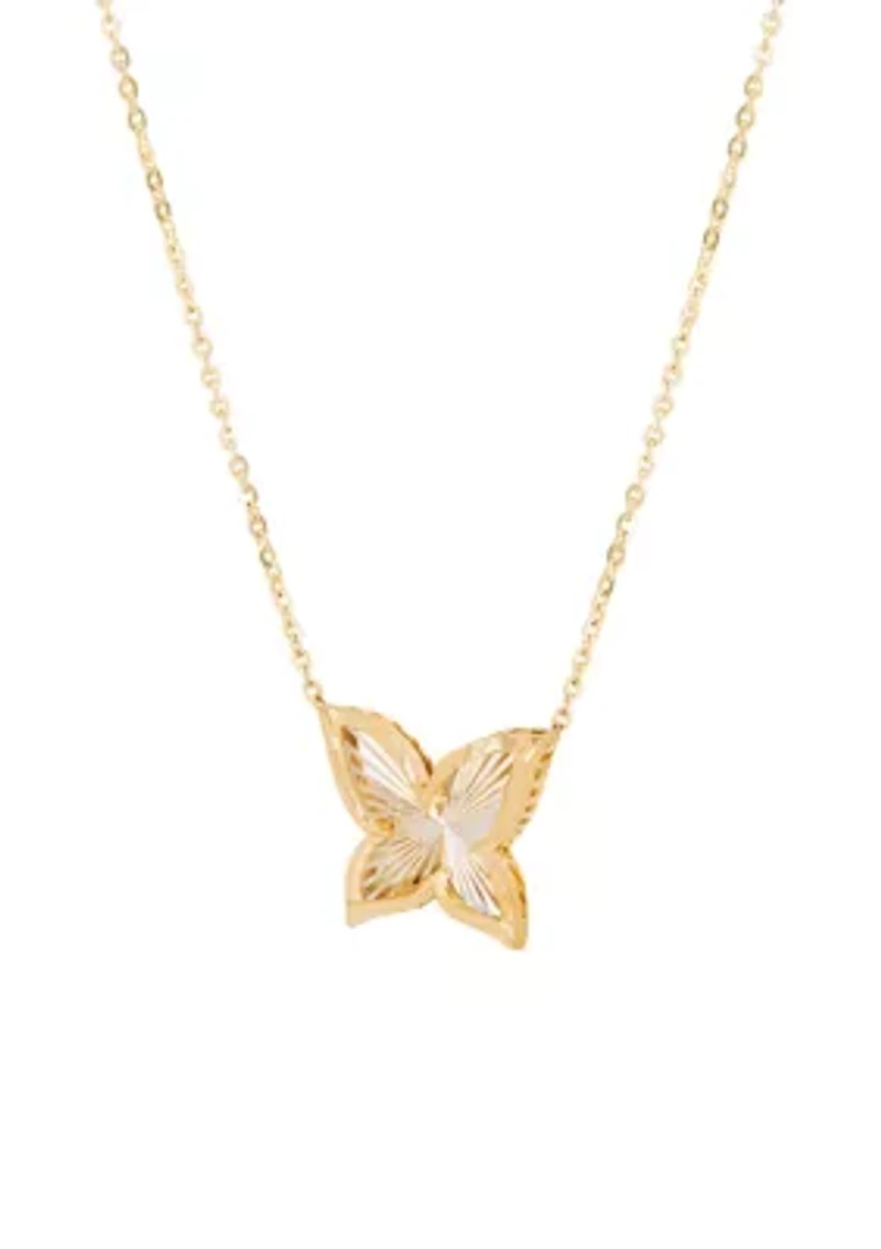 Sunbrust Butterfly Necklace in 10K Yellow Gold