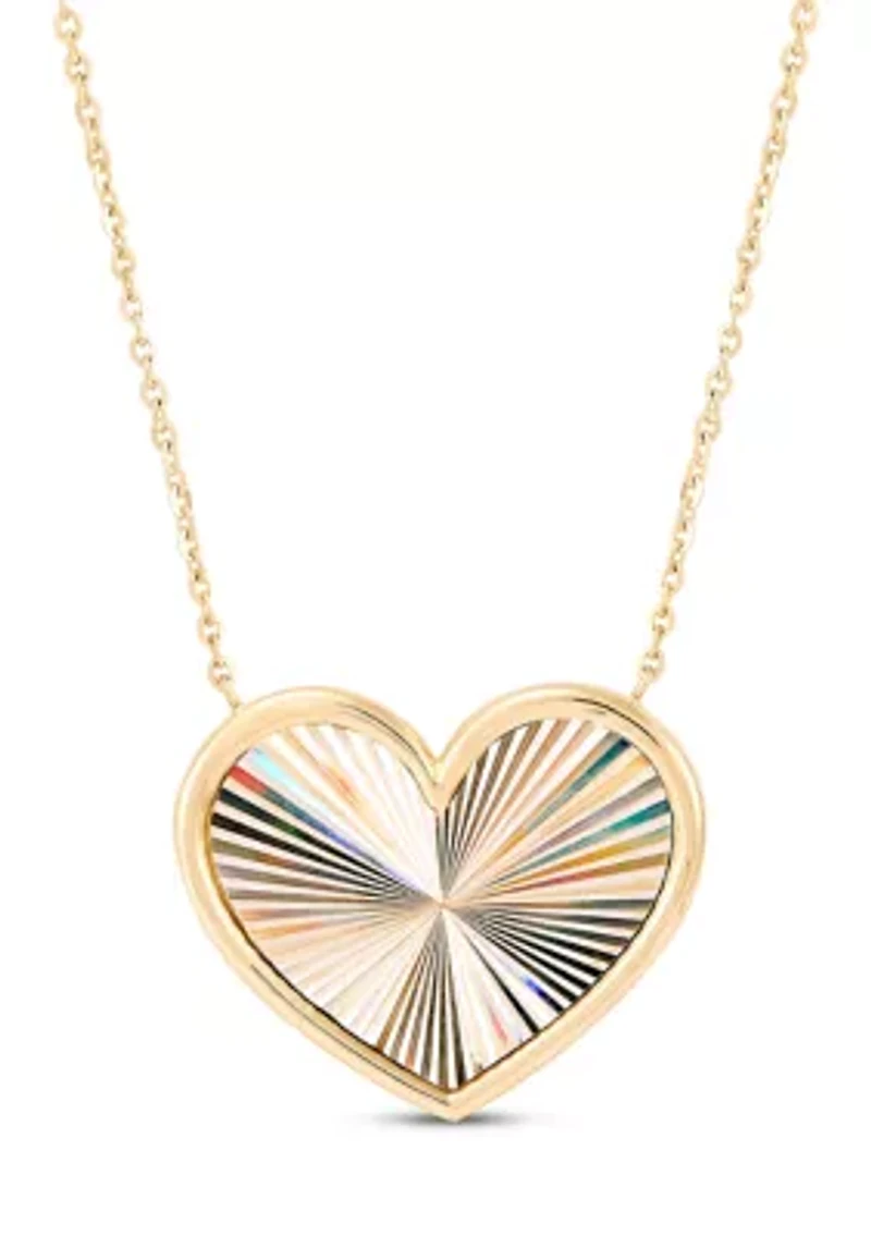 Sunburst Heart Necklace in 10K Yellow Gold