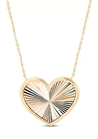 Sunburst Heart Necklace in 10K Yellow Gold