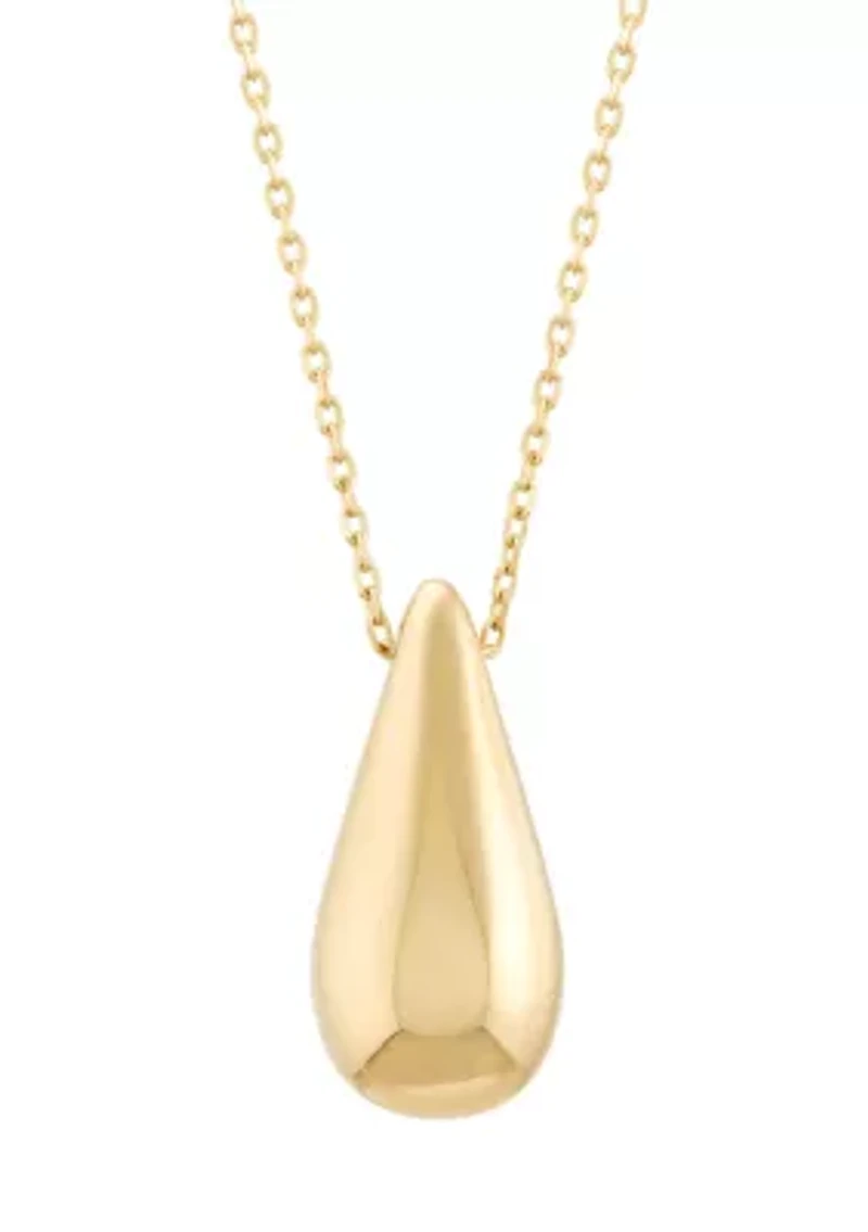 Teardrop Pendant with 17" Forzantina Chain in 10K Yellow Gold