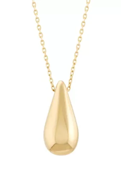 Teardrop Pendant with 17" Forzantina Chain in 10K Yellow Gold