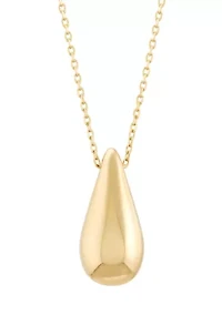 Teardrop Pendant with 17" Forzantina Chain in 10K Yellow Gold