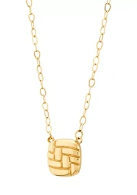 Ribbed Square Drop Necklace in 10K Yellow Gold
