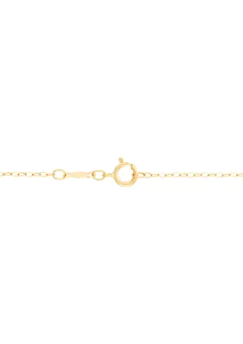 Ribbed Square Drop Necklace in 10K Yellow Gold