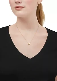 Ribbed Square Drop Necklace in 10K Yellow Gold