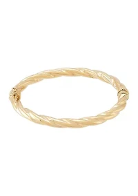 Twist Round Hinge Bangle Bracelet in 10K Yellow Gold