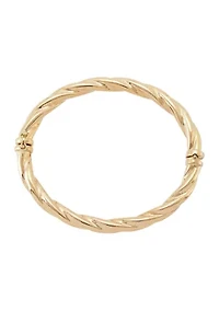 Twist Round Hinge Bangle Bracelet in 10K Yellow Gold