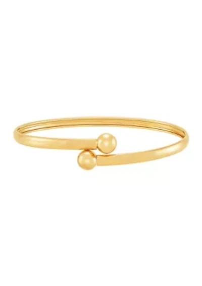 Bypass Bead Ends Bangle in 10K Yellow Gold