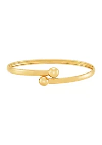 Bypass Bead Ends Bangle in 10K Yellow Gold