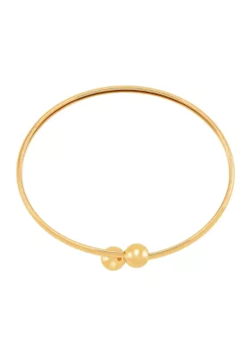 Bypass Bead Ends Bangle in 10K Yellow Gold