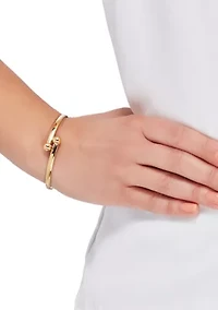 Bypass Bead Ends Bangle in 10K Yellow Gold
