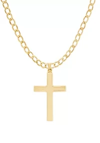 Men's Cross Pendant Necklace in 10k Yellow Gold