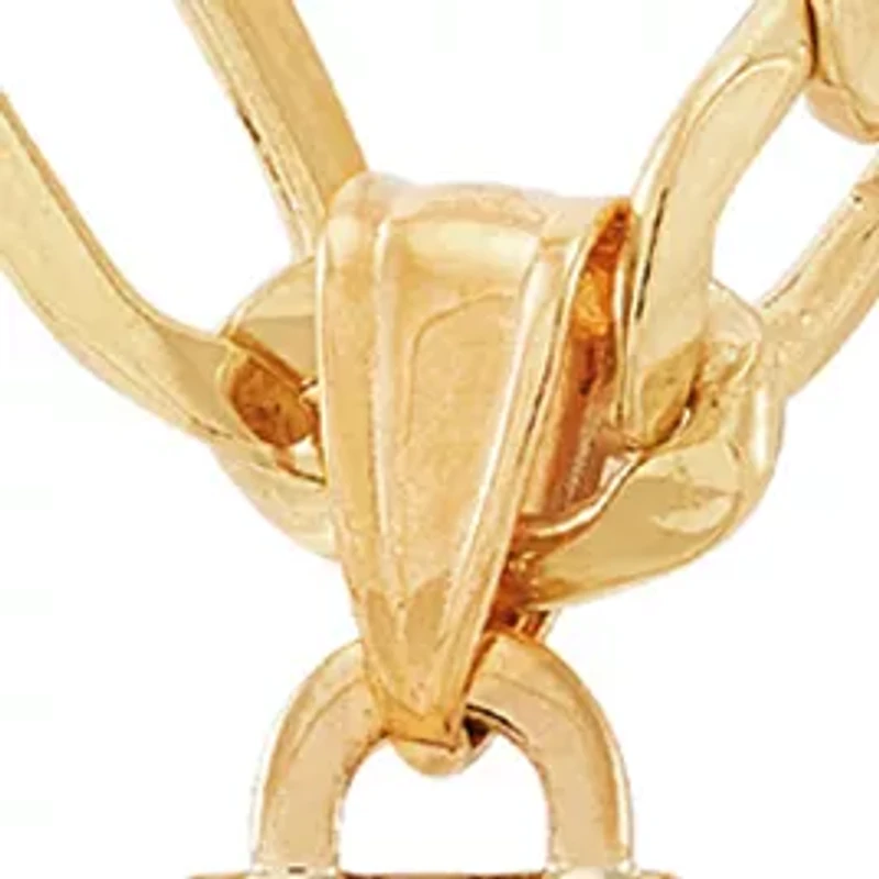 Cross and Crucifix Pendant Necklace with 20" Figaro Chain in 10K Yellow Gold