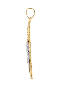 Gents Nugget Crucifix and Cross Pendant in 10K Two Tone Gold