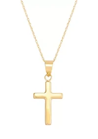 Cross Pendant with 18" Rope Chain in 10K Yellow Gold