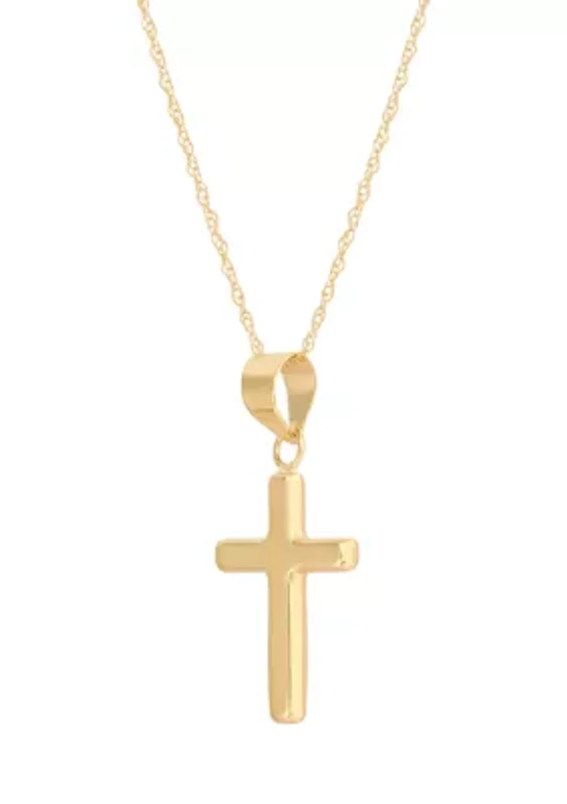 Cross Pendant with 18" Rope Chain in 10K Yellow Gold