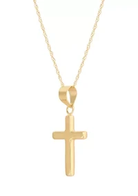 Cross Pendant with 18" Rope Chain in 10K Yellow Gold