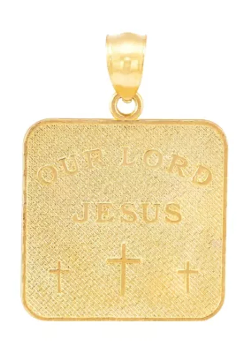 Christ Head Pendant in 10K Yellow and White Gold