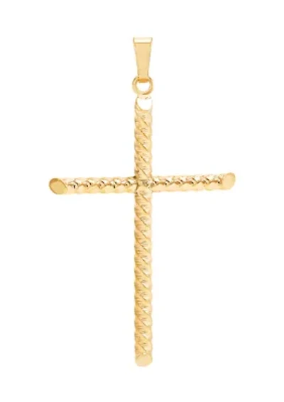Tube Cross Pendant in 10K Yellow Gold