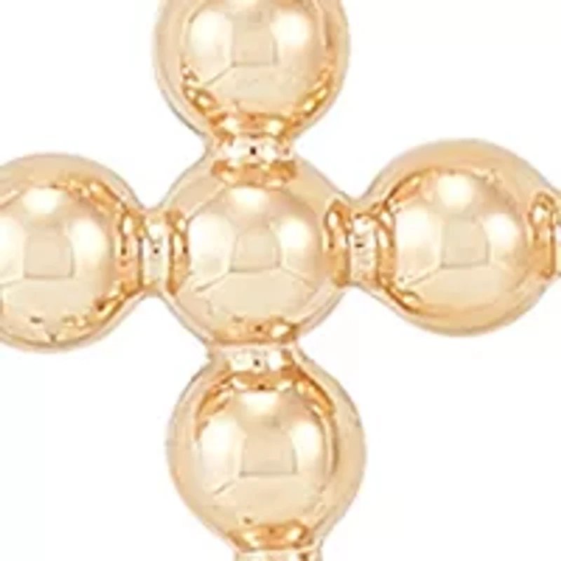 Bead Cross Pendant Necklace with 18" Rope Chain in 10K Yellow Gold