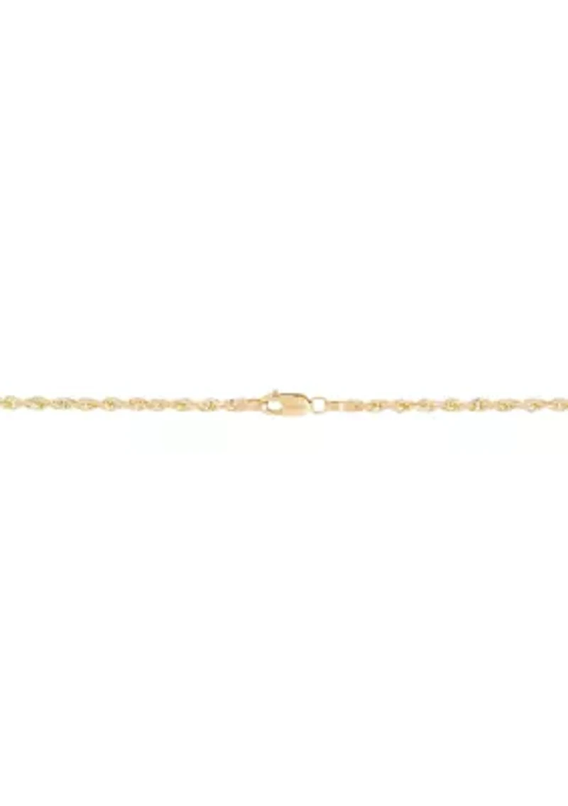 Beaded Cross Pendant with 20" Rope Chain Necklace in 10K Yellow Gold