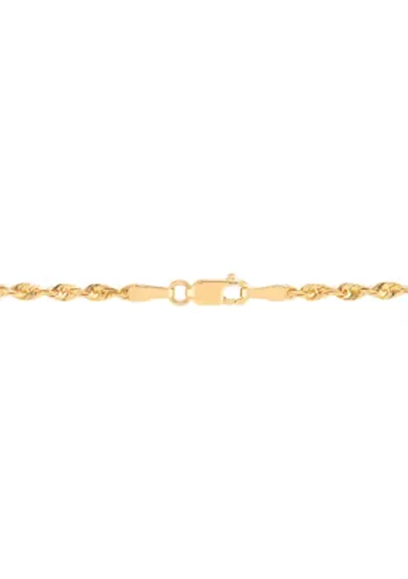 Texture Cross Pendant Necklace with 20" Rope Chain in 10K Yellow Gold