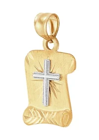 Bible Book Scroll Pendant in 10K Two Tone Gold