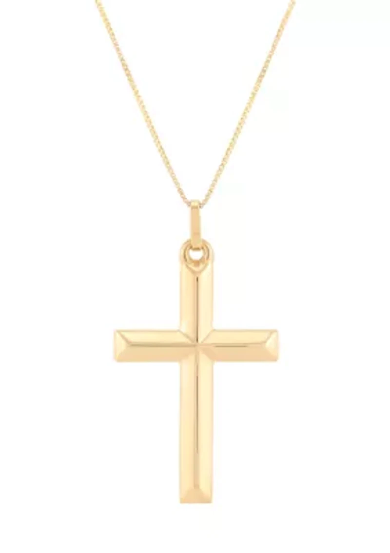 Cross Pendant with 18" Box Chain in 10K Yellow Gold