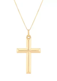 Cross Pendant with 18" Box Chain in 10K Yellow Gold