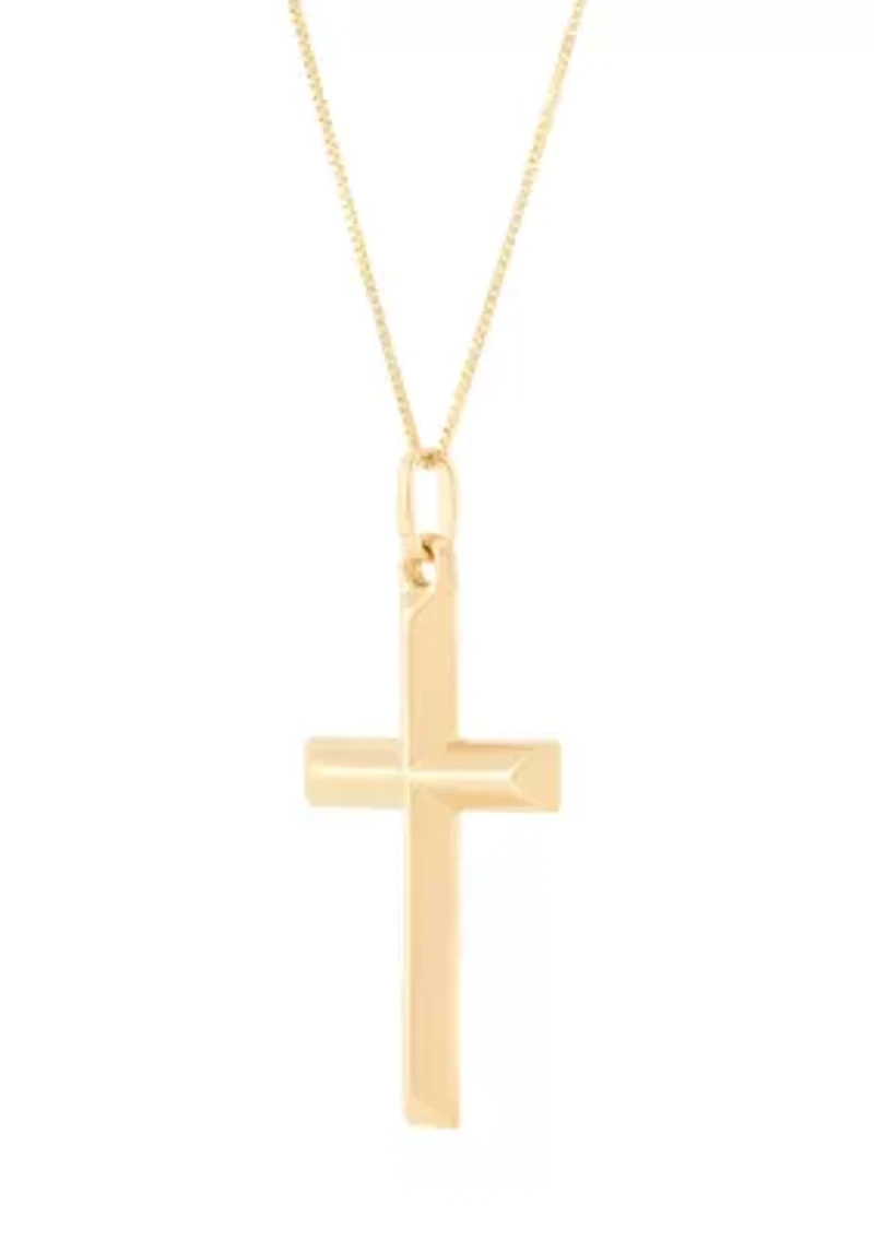 Cross Pendant with 18" Box Chain in 10K Yellow Gold